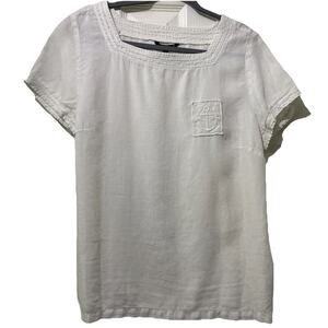 mat de misaine White Linen Embroidered Cotton Naval Top Anchor Cruise Size XL